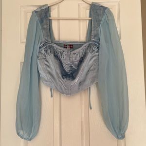 urban outfitters peggy velvet puff sleeve bustier top nwot